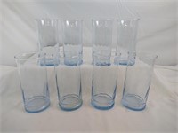 8 Blue Tinted Drinking Glasses