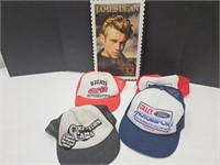James Dean Metal Sign & Advertsing Hats See Cond.