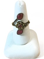 Silver Ring w/Red Stones Sz7 3.7g 925