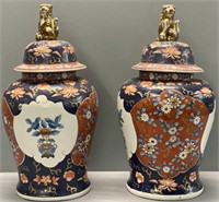 Pair Chinese Pottery Ginger Jar Vases