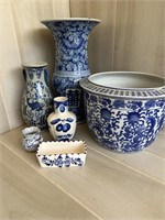 Decorative Blue and White Asian Vases