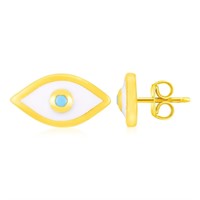 14k Gold & Enamel Evil Eye Earrings