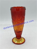 Le Smith Amberina Grape Pattern Scallop Rim Glass