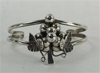 TAXCO MEXICO STERLING SILVER GRAPES CUFF BRACELET