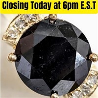 $3675 10K  Black Diamond(3.6ct) Diamond(0.05ct) Ri
