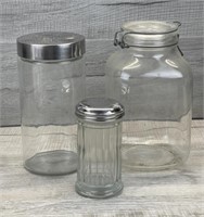 ASSORTED GLASS STORAGE JARS CANISTERS
