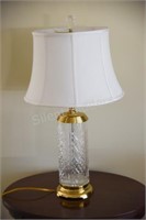 Cut Glass & Brass Column Table Lamp with Finial