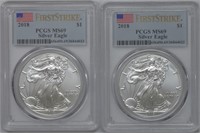 2 - 2018 ASE Silver Eagles PCGS MS69