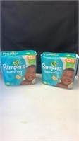 Two Brand New Pampers Baby Dry Diapers