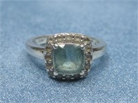 S.S. Vtg. Aquamarine Ring Hallmarked