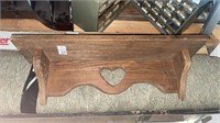 Wooden shelf with heart design- 2 feet long