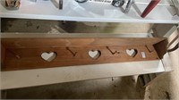Wooden shelf with heart design- 4 feet long