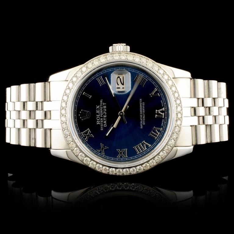 36MM Rolex DateJust 1.35ct Diamond Watch