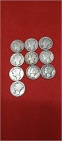 MERCURY DIMES (10) SILVER