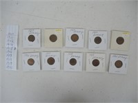10 LINCOLN HEAD ONE CENT WHEAT PENNIES-1909-1920