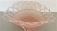 Pink Frosted Art Glass Bowl,