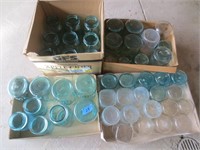 4 boxes mostly blue canning jars
