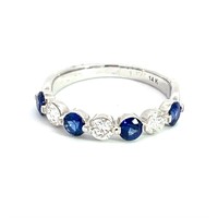 14K WHITE GOLD 0.71CT SAPPHIRE 0.58CT DIAMOND RING