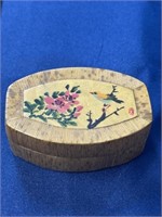 Small Asian trinket box bird flowers