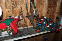 shelf of christmas  ornaments. stockings