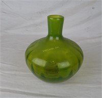 Vintage Green Glass Handblown Vase