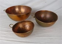 3 Pc Copper Mixing Bowls Nesting Hanging