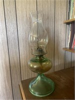 Antique Green glass oil  lamp
