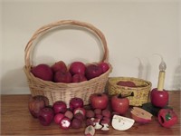 Baskets with Wooden Apples, & Small Apple Lamp
