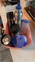 Assorted water and coffee to go mugs