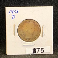 1908D Barber Quarter