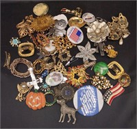 Costume Jewelry Brooches Lot