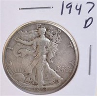 1947 D Walking Liberty Silver Half Dollar