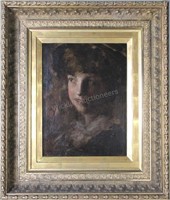 Frank Duveneck 16x12 O/C Portrait of Girl