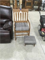 Oak Chair w/ Footstool