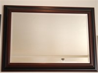 Beveled Wall Mirror with Layered Wood Frame