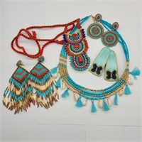 BOHEMIAN STYLE BEADED NECKLACES, EARINGS &