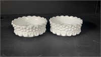 Fenton glass hobnail candleholders