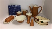 Tea set and various stoneware pieces