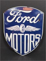 Ford Motors 13" X10" Blue Domed Metal Tin Shield