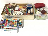 Box full of Assorted Sewing Supplies