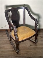 Vintage loins face rocking chair - 35 inches tall