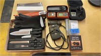 Meat/temp probes, knives, grilling accessories