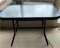 Patio Table W/ Frosted Glass Top & Metal Base