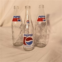 Glass Pepsi Bottles 3Pc