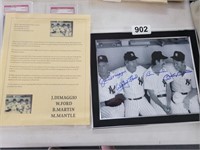 DIMAGGIO, FORD, MARTIN AND MANTLE SIGNED PHOTO