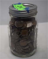 500+ Wheat Pennies in Ball Mason Jar