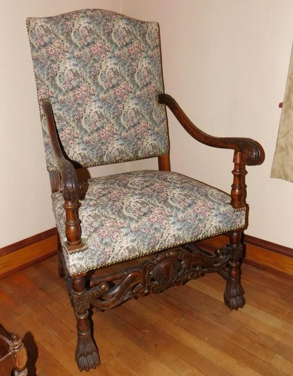 Louis XIV Style Antique Fireside Arm Chair