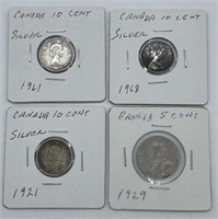 (4) Older Canada Coins, (1) 1929 5 Cent, (3)