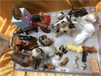 Assorted lot of miniature dog figurines & tray