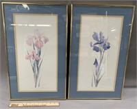 Pair Lyn Snow Signed Floral Lithographs